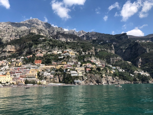 View of Positano, Italy from boat